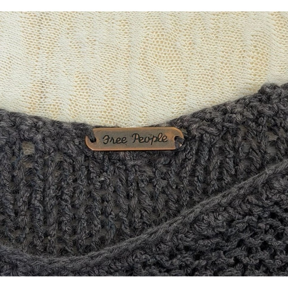 Free People Open‎ Knit Sweater Slouchy Back Strap Pullover Boho Small Green - Picture 2 of 6